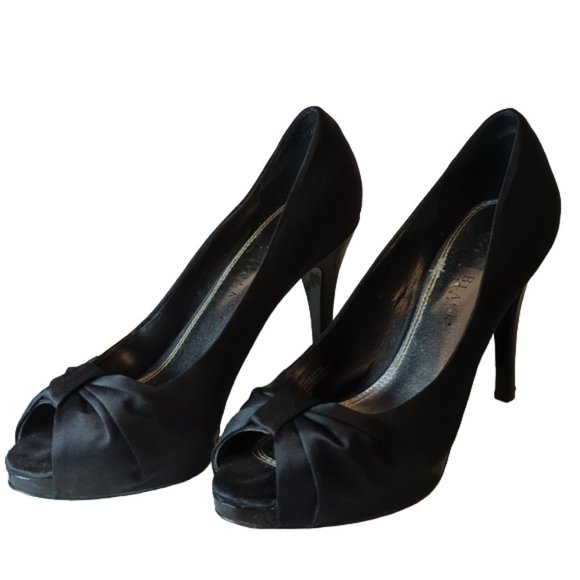 White House Black Market Shoes - White House Black Market Ray Satin Peep Toe Heels